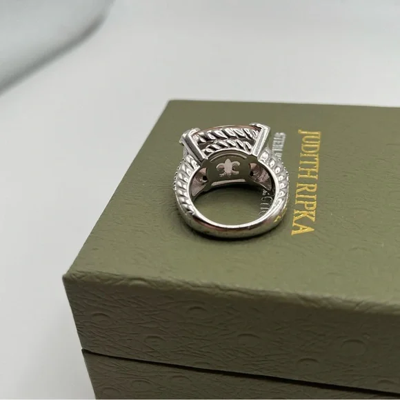 Judith Ripka Sterling Diamonique Rose Quartz Doublet Ring Size 5 - Picture 4 of 10